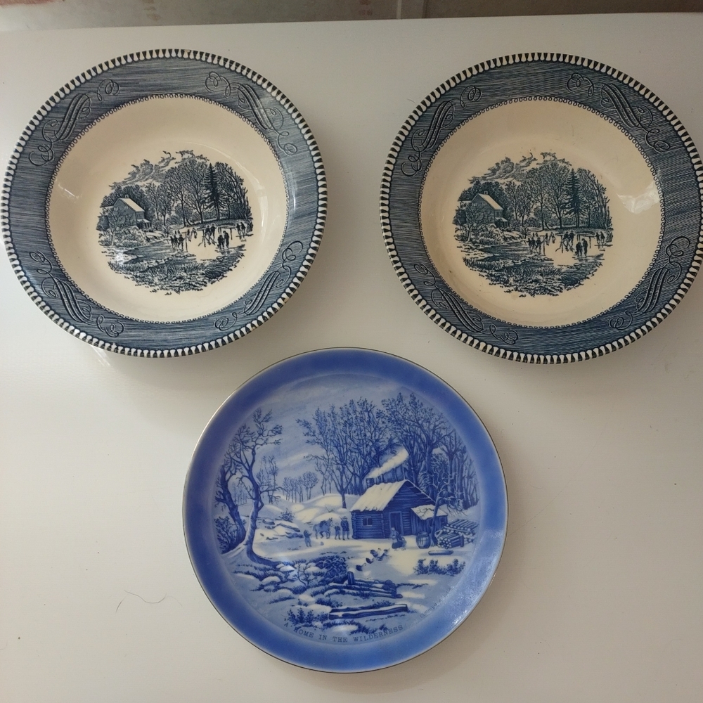 Currier & Ives collectible plates.